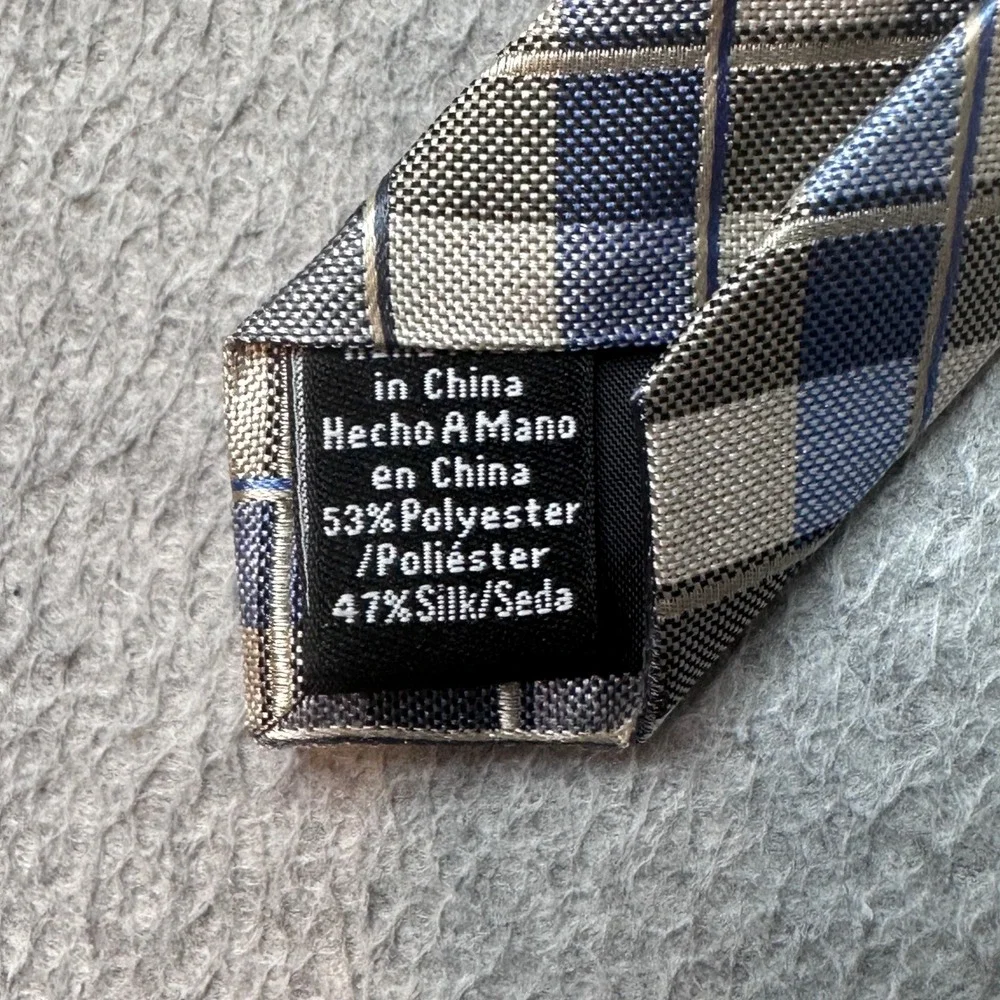Croft & Barrow Tie Mens OS Blue Plaid Silk‎ Blend Classic Handmade